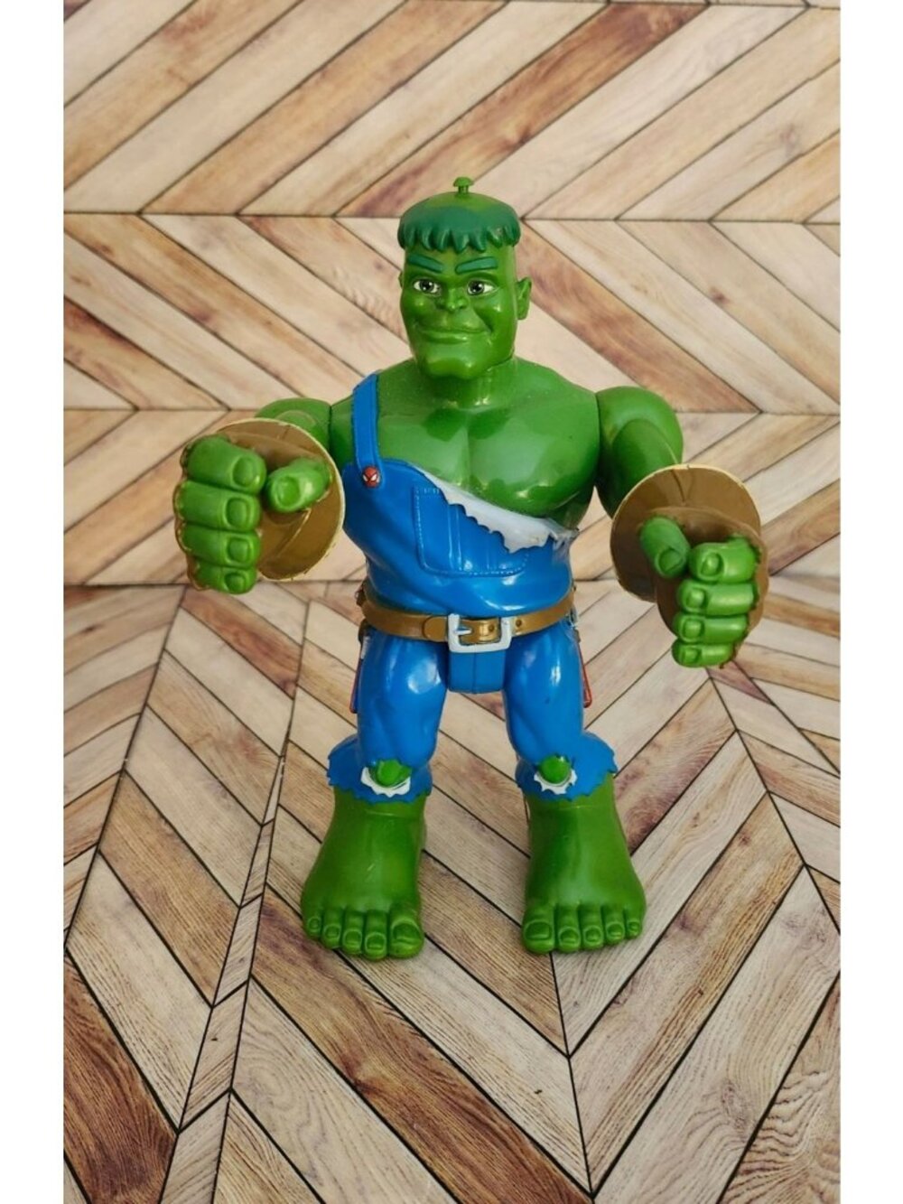 2003 Marvel Incredible Hulk in Overalls Rescue Heroes Toy Figure Toy Biz
